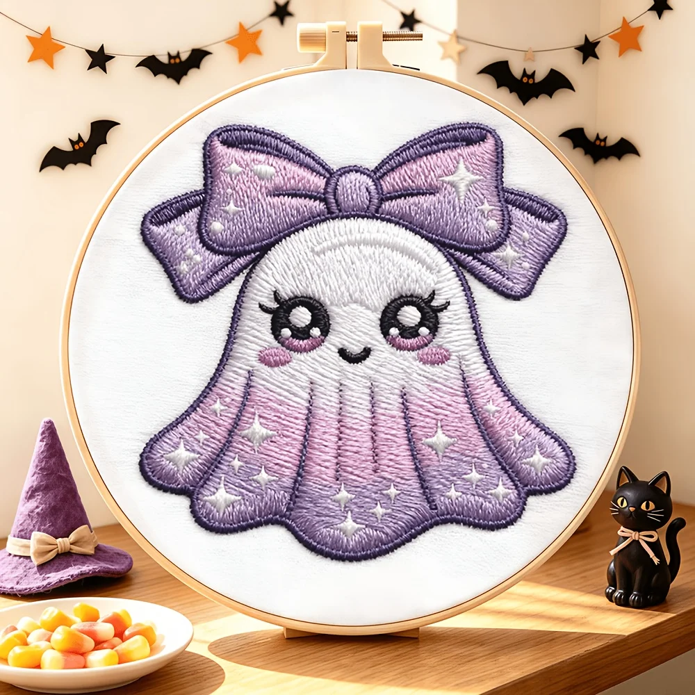 Embroidery Stitch Practice Kit Pre‑Printed Fabric Bamboo Hoop Thread Needles Learning Hand‑Stitching Craft Set