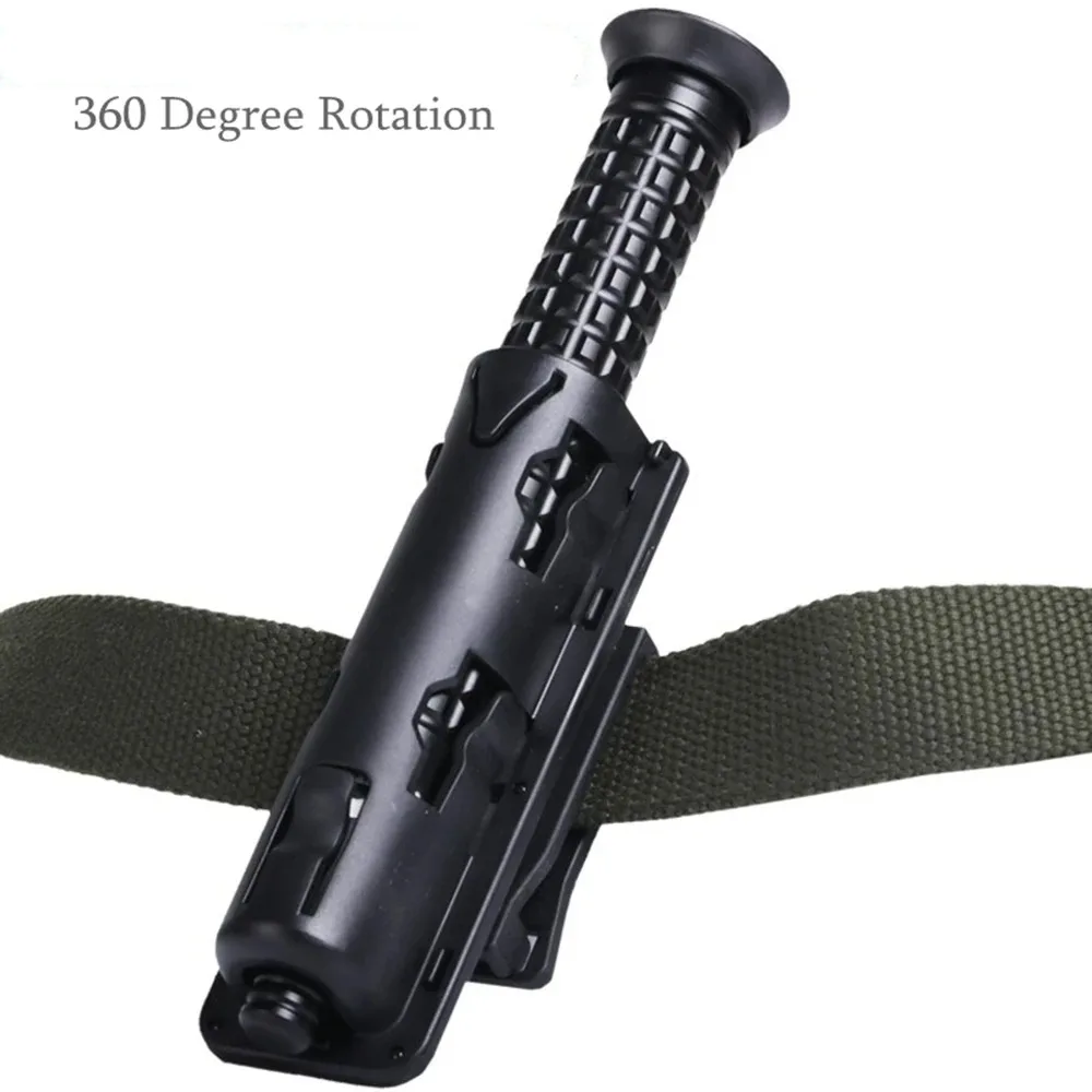 Baton Holder 360 Degree Rotating Telescopic Baton Pouch Expandable Baton Holsters Retractable ABS Baton Bag for Duty Belt Black