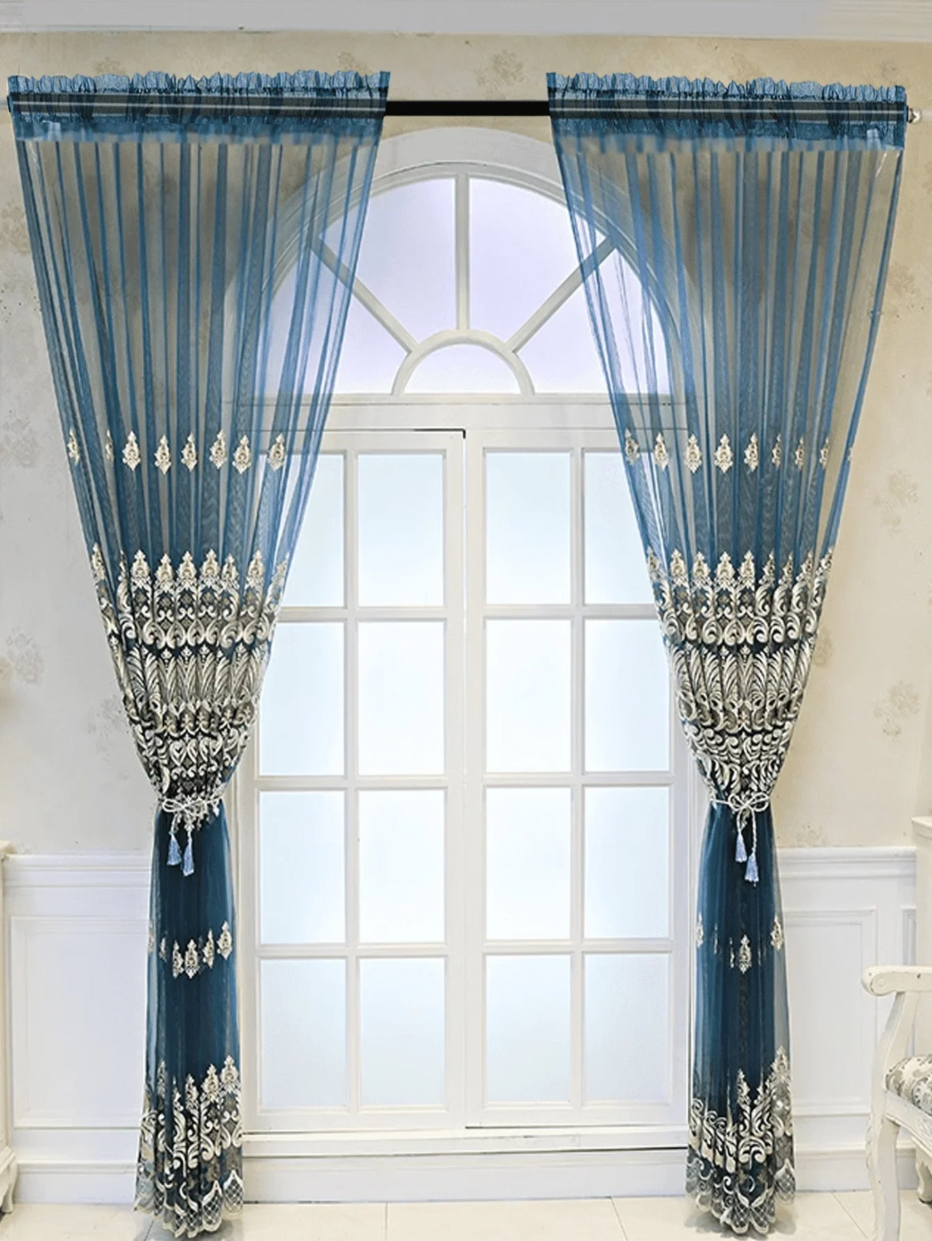 European Style Embroidery High-end Elegant Living Room Curtain Curtain 1PC