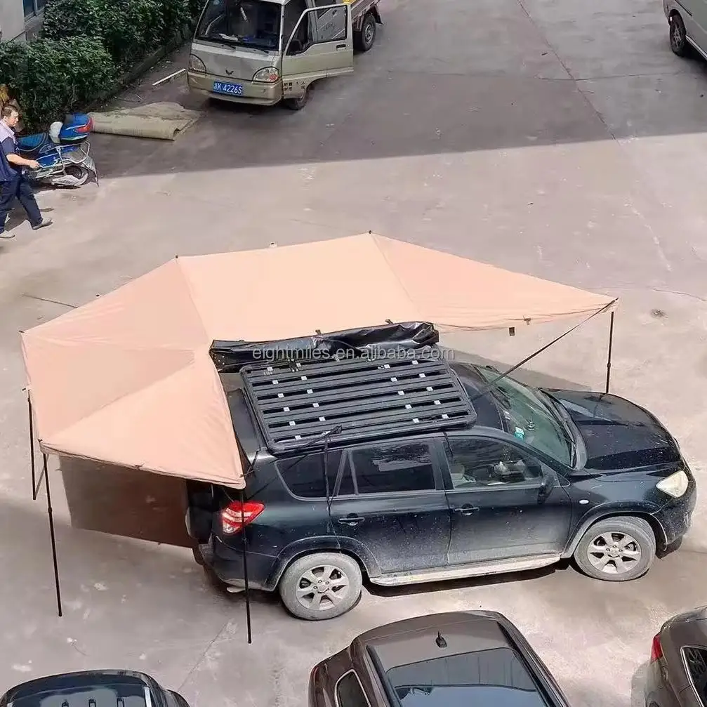 Universal Extended 360 Degrees Car Side Awning Waterproof Free Standing Legless 4x4 Camping Vehicle Awning