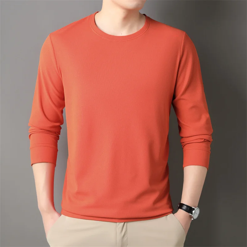 

Men's Long Sleeved T-shirt Versatile Autumn Clothes Men's Korean Version Slim Fit Trendy Round Neck Casual Base Shirt