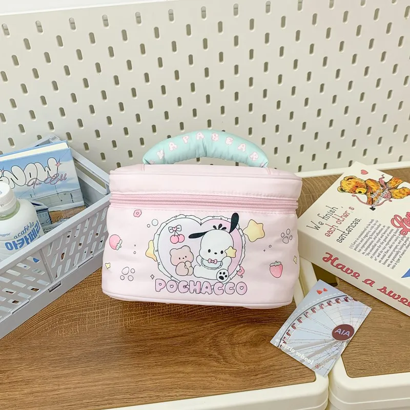 Portable Sanrios Cosmetic Bag Girl Kuromi Hello Kittys Large Capacity Storage Anime Household Use Sweet Kawaii Printing Cartoon