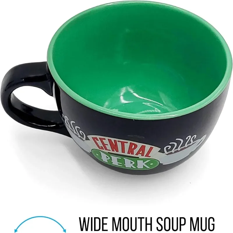 Central Perk Black Ceramic Mug Oversized for Coffee, Soup, 24 Ounces