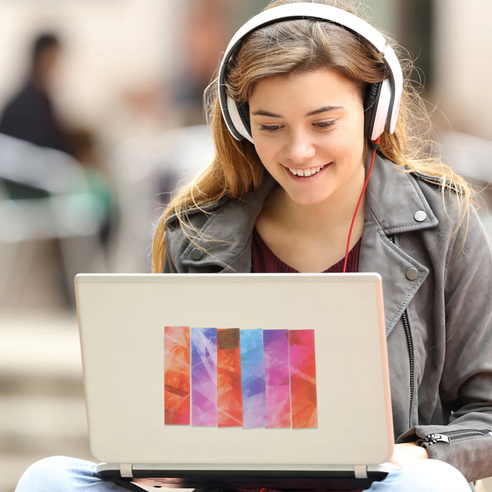 

12Pcs Sensory Strips Rough Texture Adhesive Stickers for Phone Back Desk Anti Stress Relieving Stickers