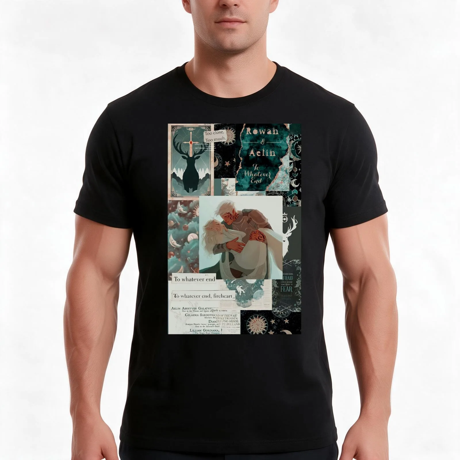Throne of glass aelin and rowan T-Shirt Summer Casual Cotton Tee Oversized Streetwear Tops Vintage Graphic Print 100% Cotton