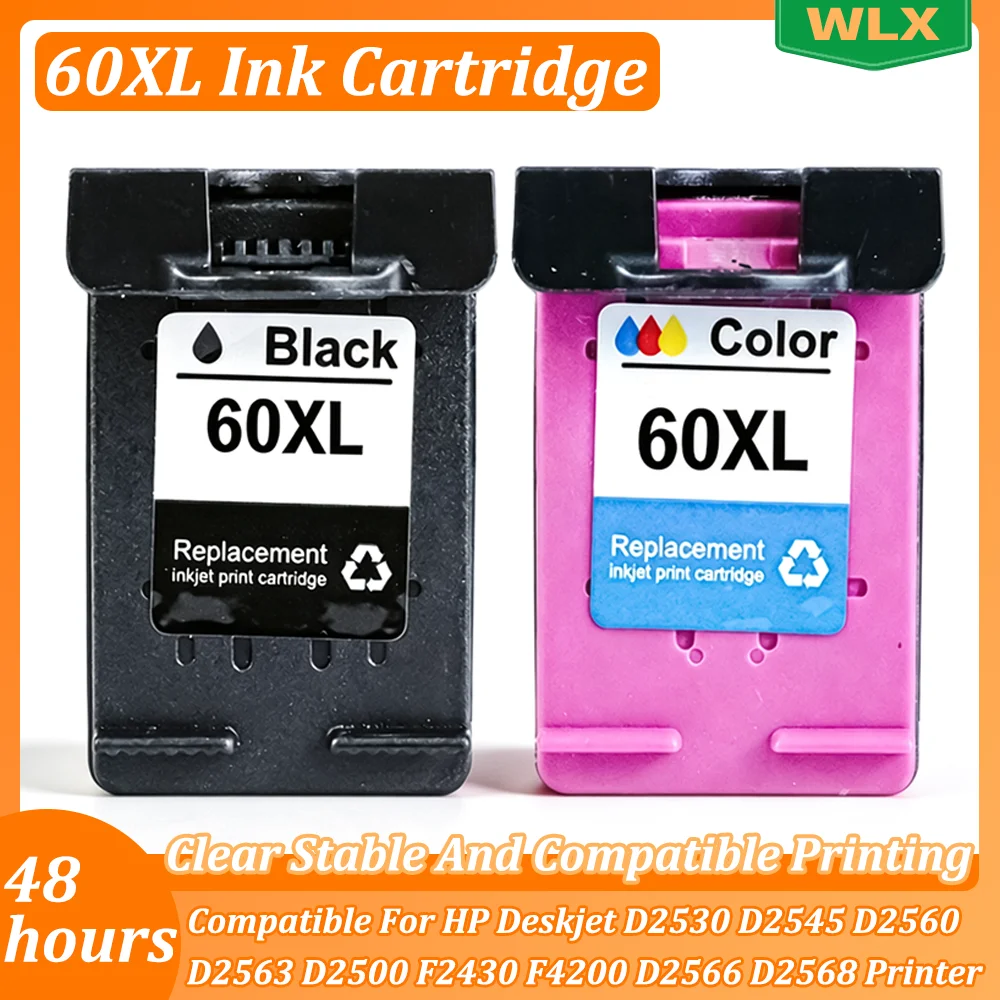2PC/1-2 SET 60 60XL Ink Cartridge Compatible For HP60XL HP Deskjet D2530 D2545 D2560 D2563 D2500 F2430 F4200 D2566 D2568 Printer