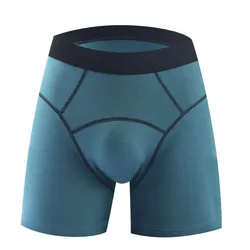 Ropa interior Sexy de talla grande para hombre, Bóxer corto de Modal para Fitness, sólido, transpirable, bolsa de bulto en U, calzoncillos de pierna larga, Cueca