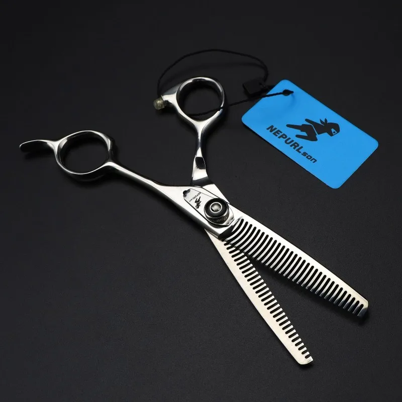 NEPURLson 6.0-inch silver grinding disc screw high-end hair scissors - thinning shears - double-sided with teeth  sharp smooth