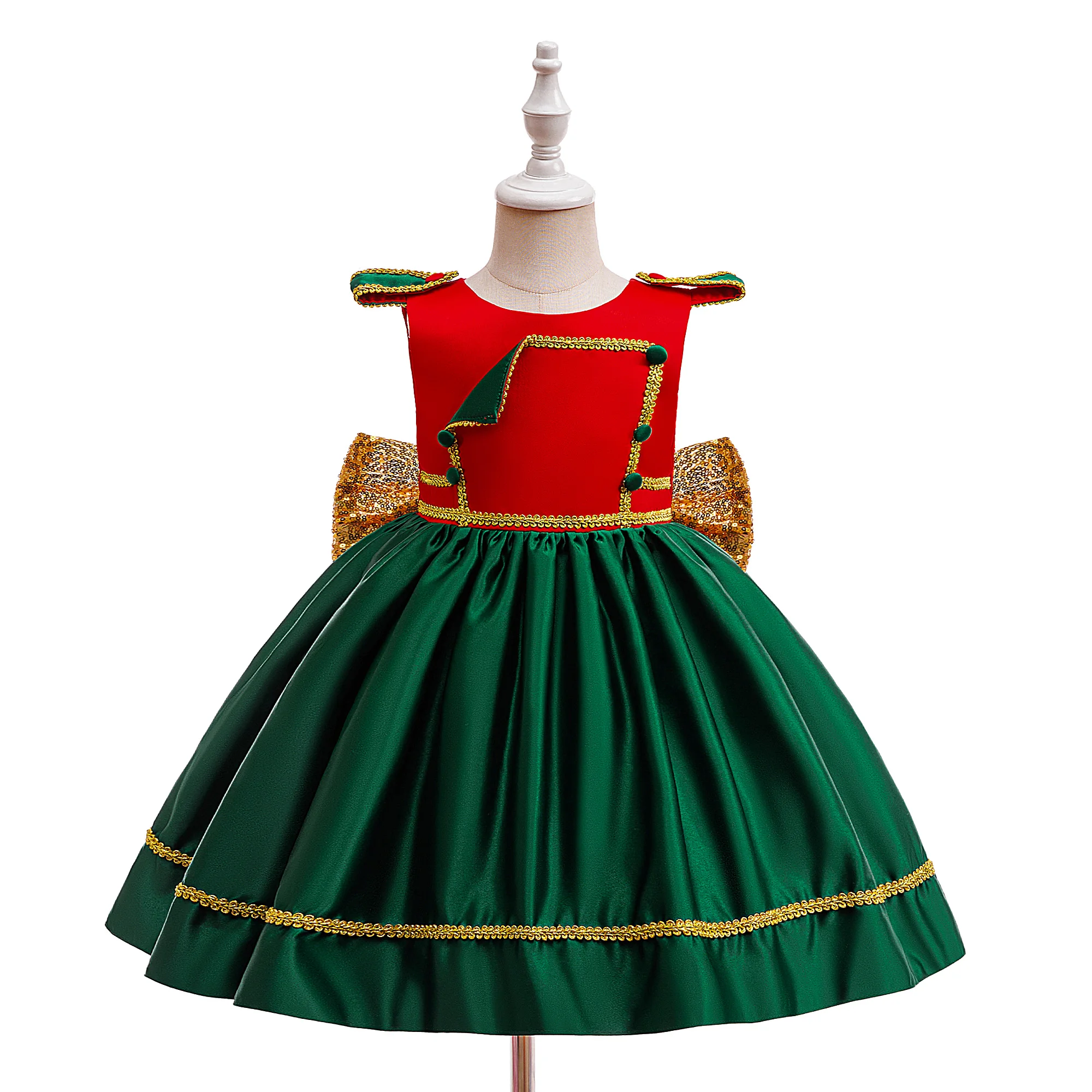 Christmas girls clothing unique design sense gold bow design suitable for Christmas and New Year gifts