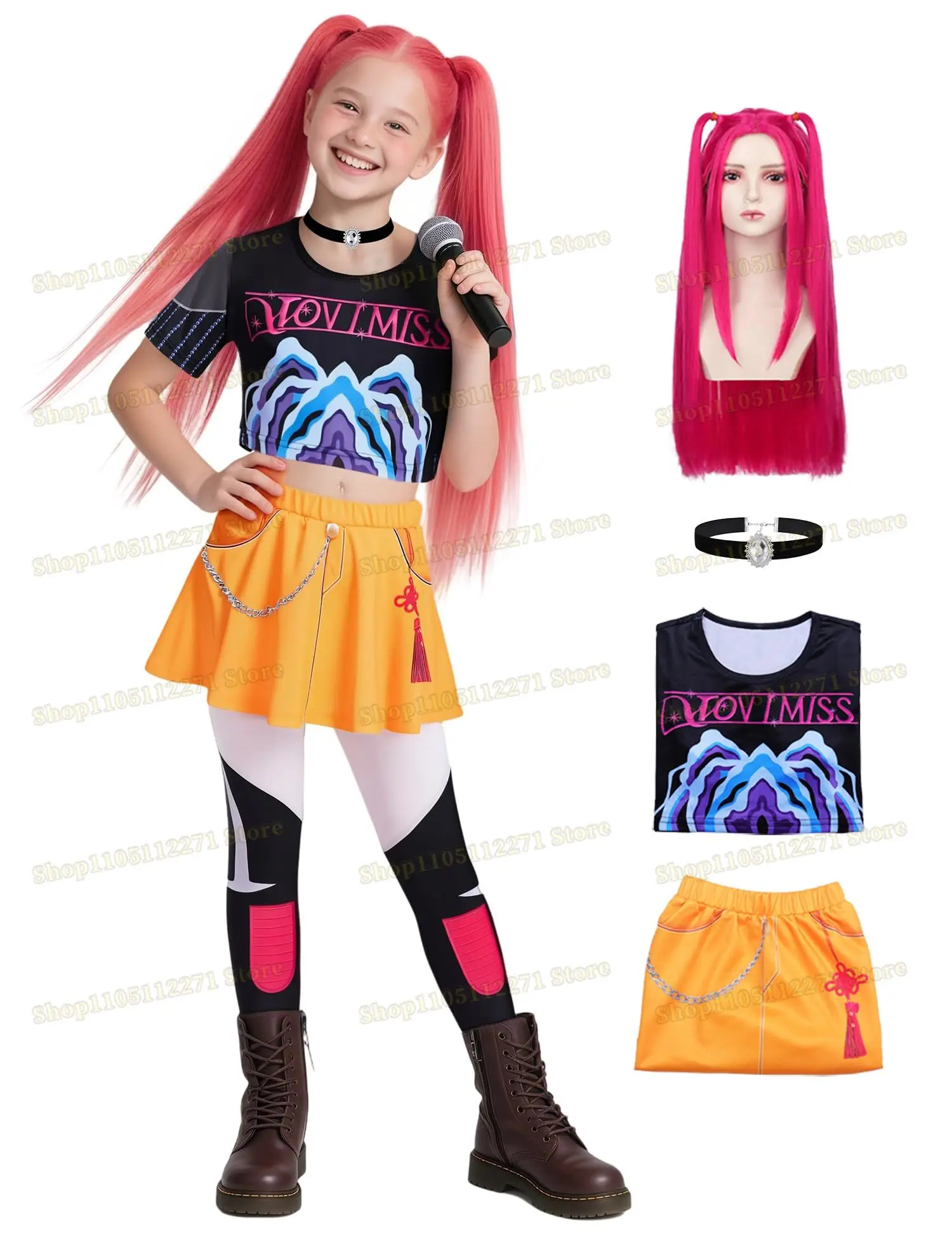 

K-Pop Demon Hunters Zoey Cosplay Girls Dresses Anime Cartoon Demon Hunter Rumi Costume Children Fashion Halloween Carnival Suit