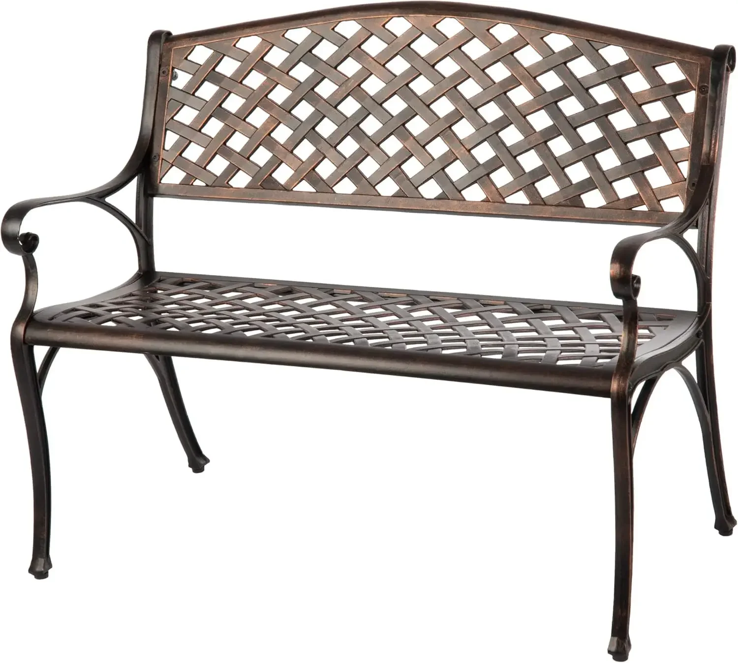 Patio Sense 61491 Patio Bench Cast Aluminum Lightweight Sturdy Bench Perfect for Relaxing Pause in Garden