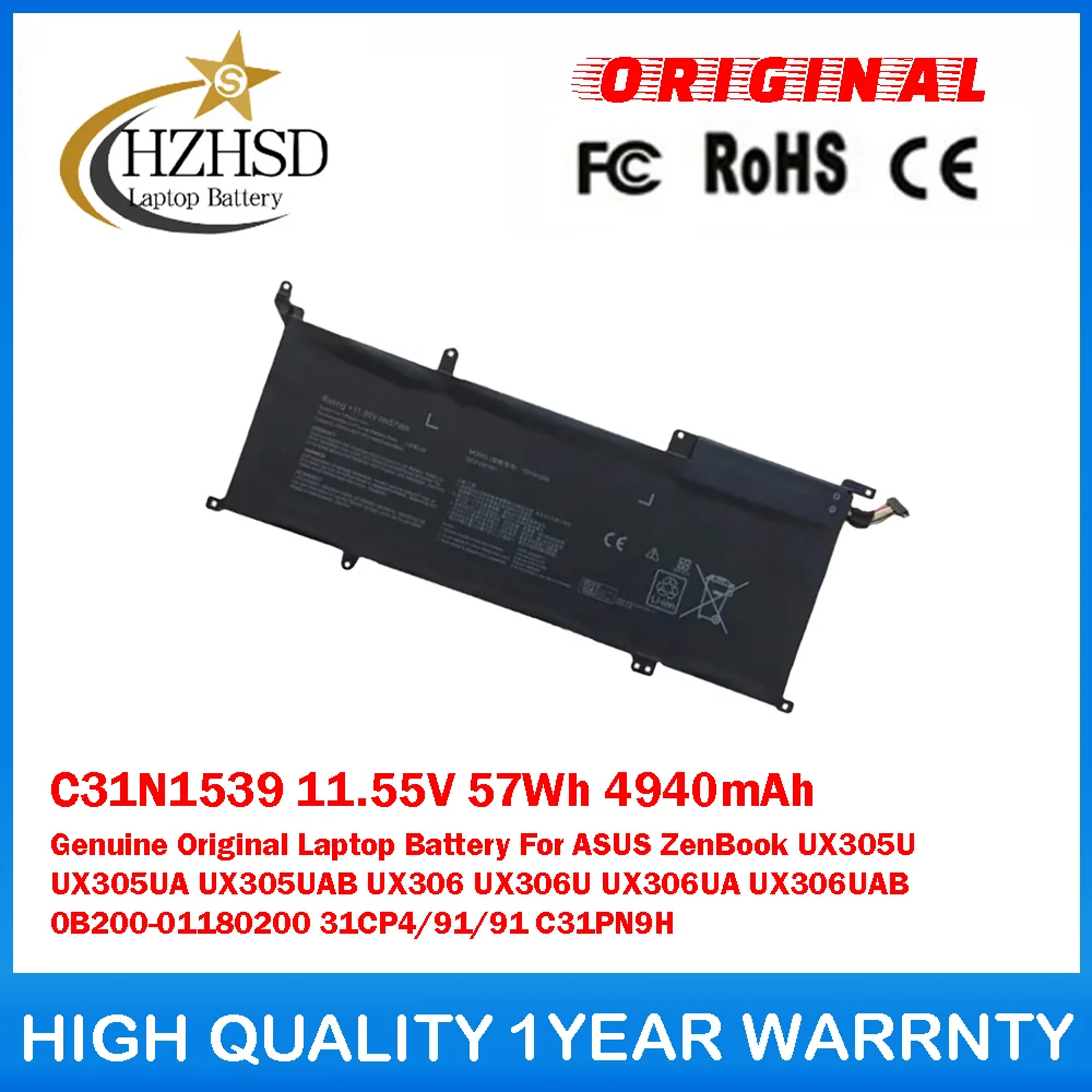 

C31N1539 11.55V 57Wh 4940mAh Laptop Battery For ASUS ZenBook UX305U UX305UA UX305UAB UX306 UX306U UX306UA UX306UAB 31CP4/91/91