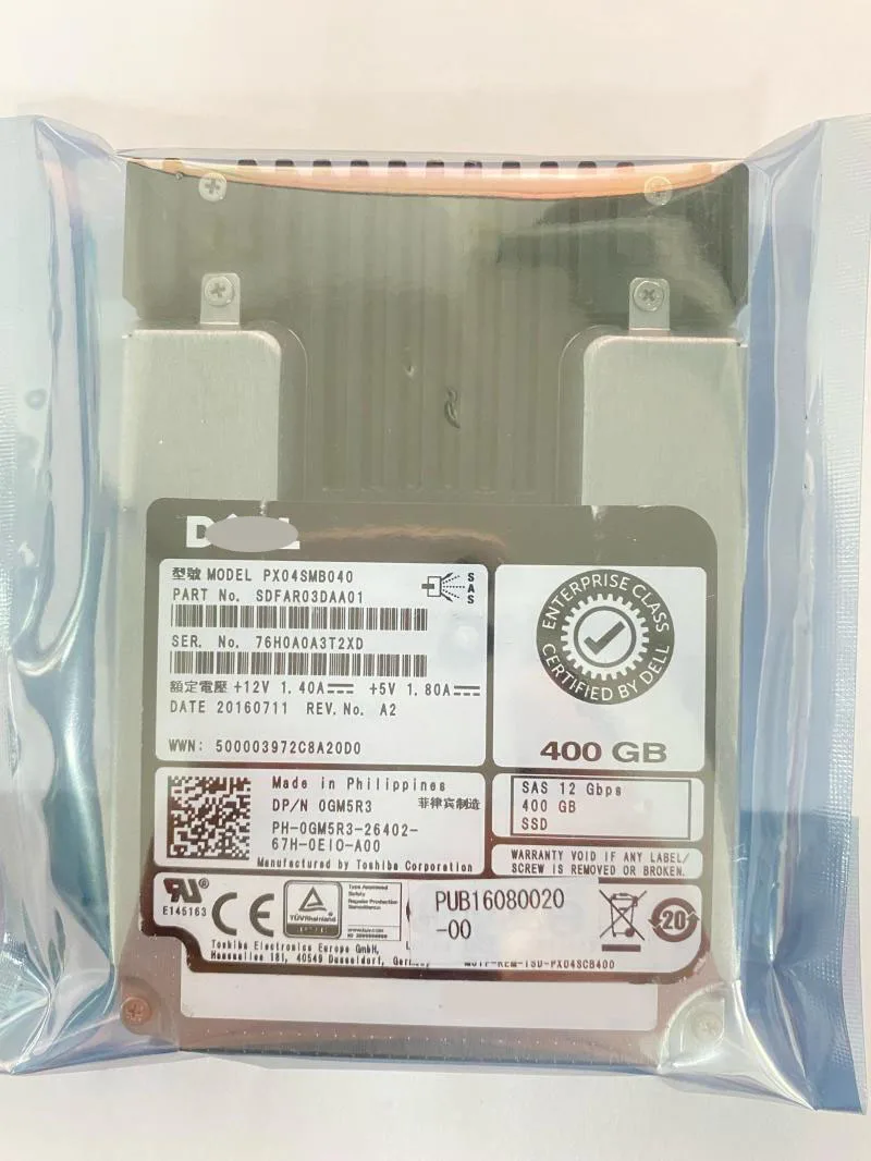 para gm5r3 0gm5r3 dell toshiba 400gb 12gbps 25 sas solid state drive px04smb040 01