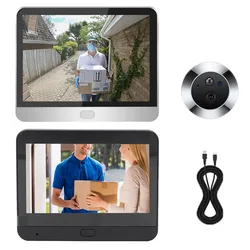 Cámara de ojo de puerta con Sensor automático de 1080P, cámara inteligente de 4,3 pulgadas, Control de acceso Digital, timbre de vídeo, Wifi, ojo de gato electrónico oculto
