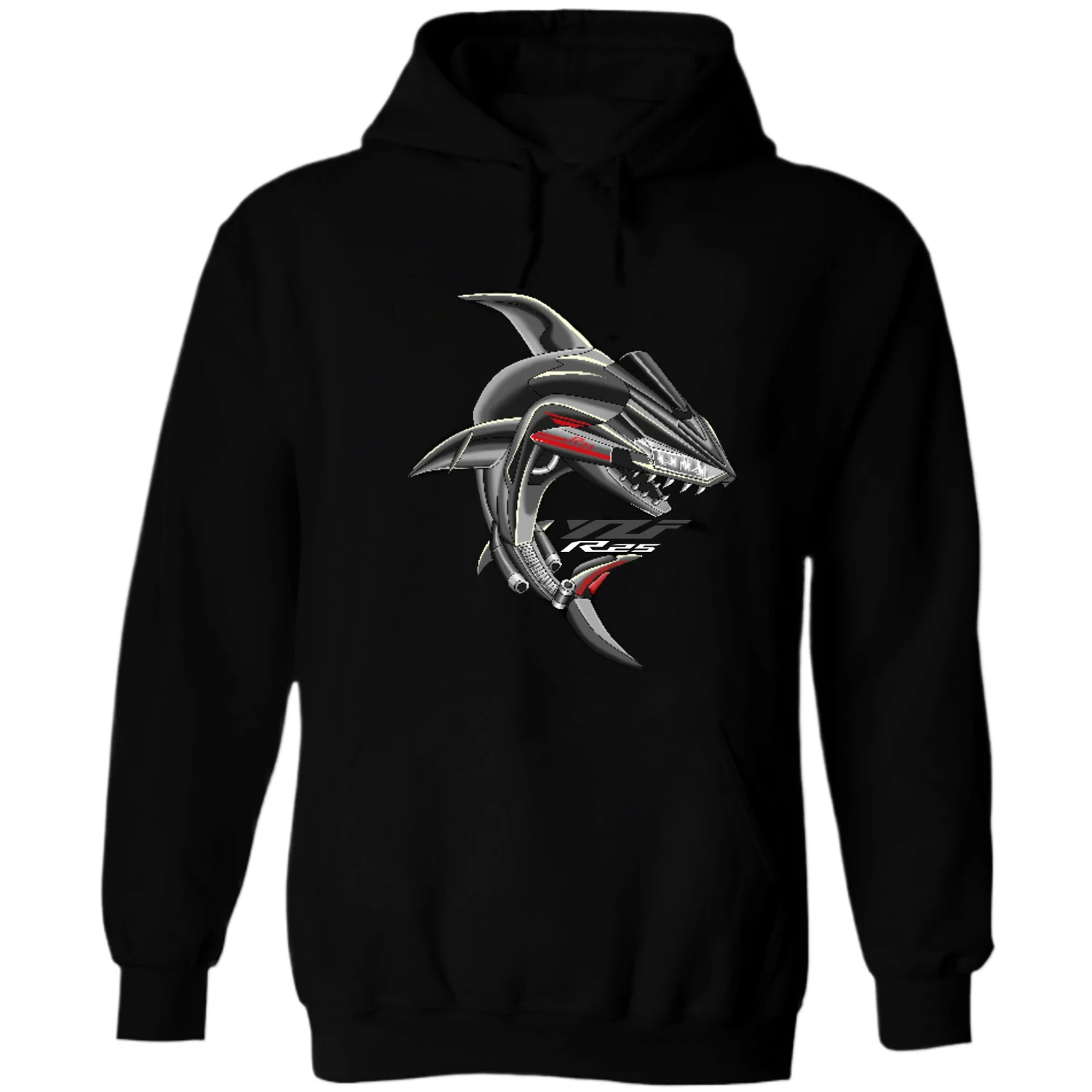 

Classic Japanese Motorcycle YZF R25 Shark Inspired Pullover Hoodie 100% Cotton Casual Mens Sweatshirt Fashion Rider Streetwear