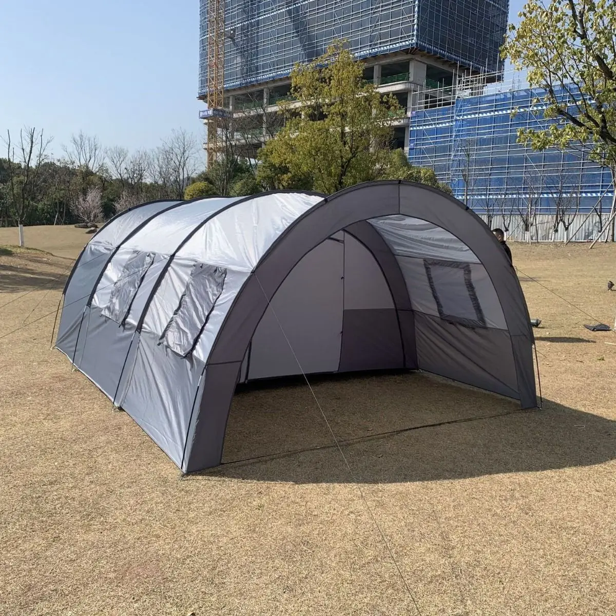 HYS extra-large outdoor products, one-bedroom one-living room tunnel camping and disaster relief canopy, large camping camping