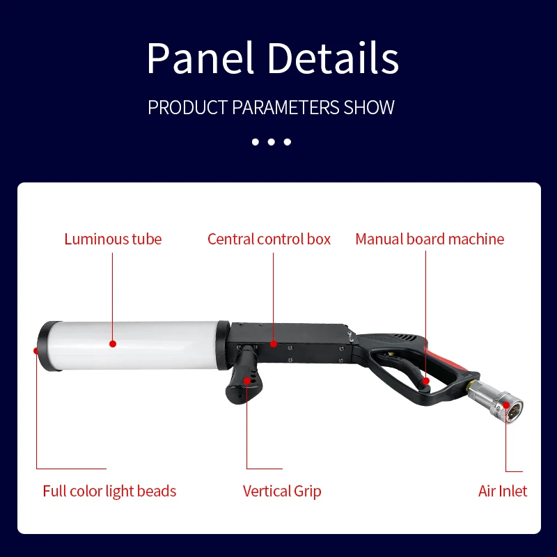 Stage Special Effect Mini Handheld Carbon Dioxide Jet Led Gun Co2 Gas Column Gun Smoke Jet Fog Machine Gun