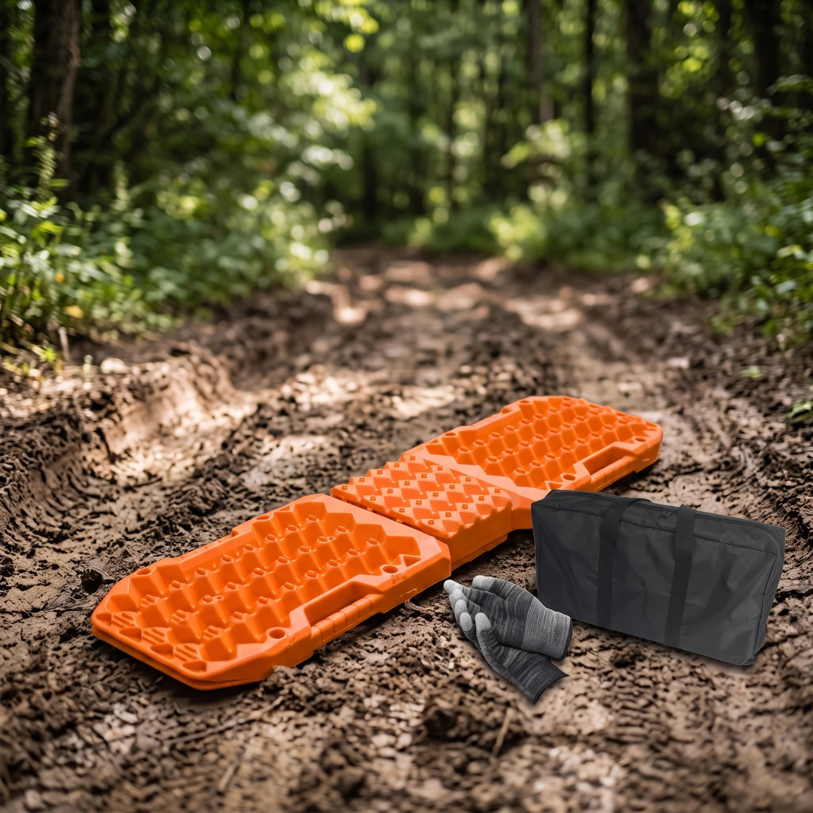 Recovery Board with Carry Bag Non-Slip Traction Board Traction Mat with Gloves Sturdy Gear Reinforced for Suv Drivers