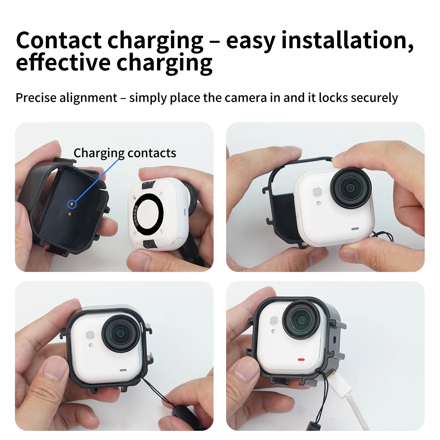 Für Insta360 GO Ultra Action-Kamera: Flexibler Erweiterungsriemenhalter mit Ladeanschluss für Fahrrad, Motorrad, Outdoor, POV, Vlog – Detail 2