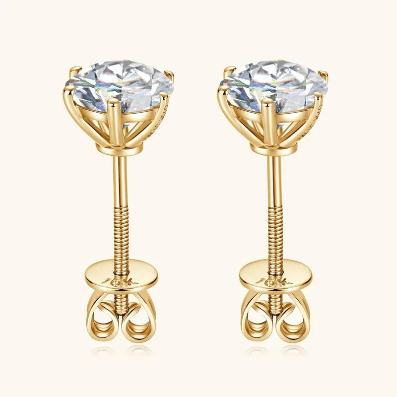 10k Gold 2cttw D Color Moissanite Stud Earrings Screwback Fine Jewelry Real Au417 Gold Diamond Ear Studs Pass Tester with Gra