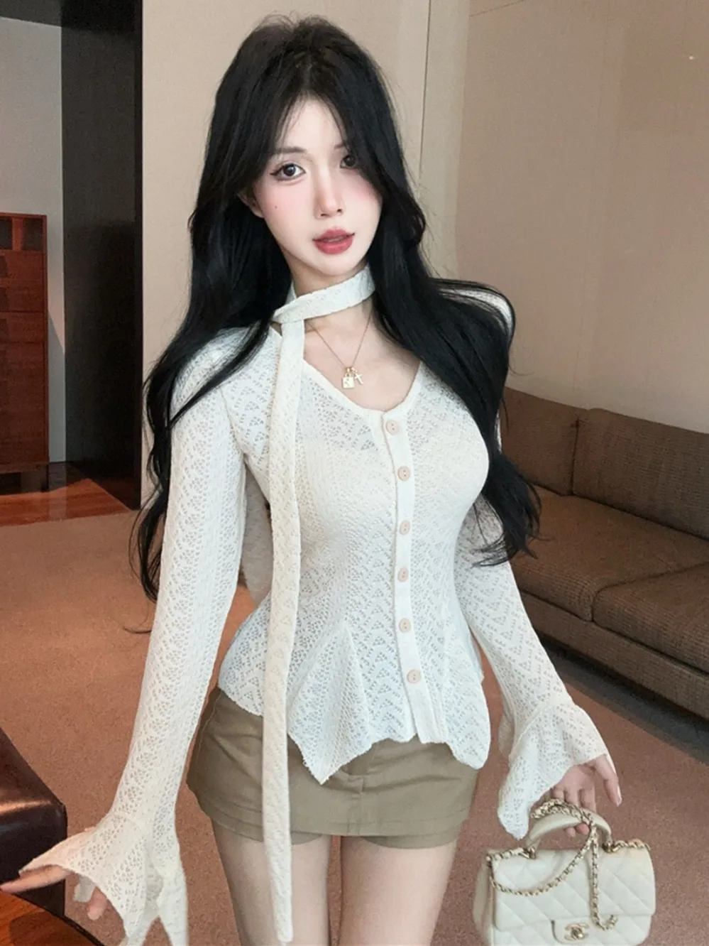 أوائل الخريف V-Ne لصق Sa غير النظامية الجوف محبوك قاعدة irt المرأة الداخلية رغبة نقية الحلو حار فتاة أعلى