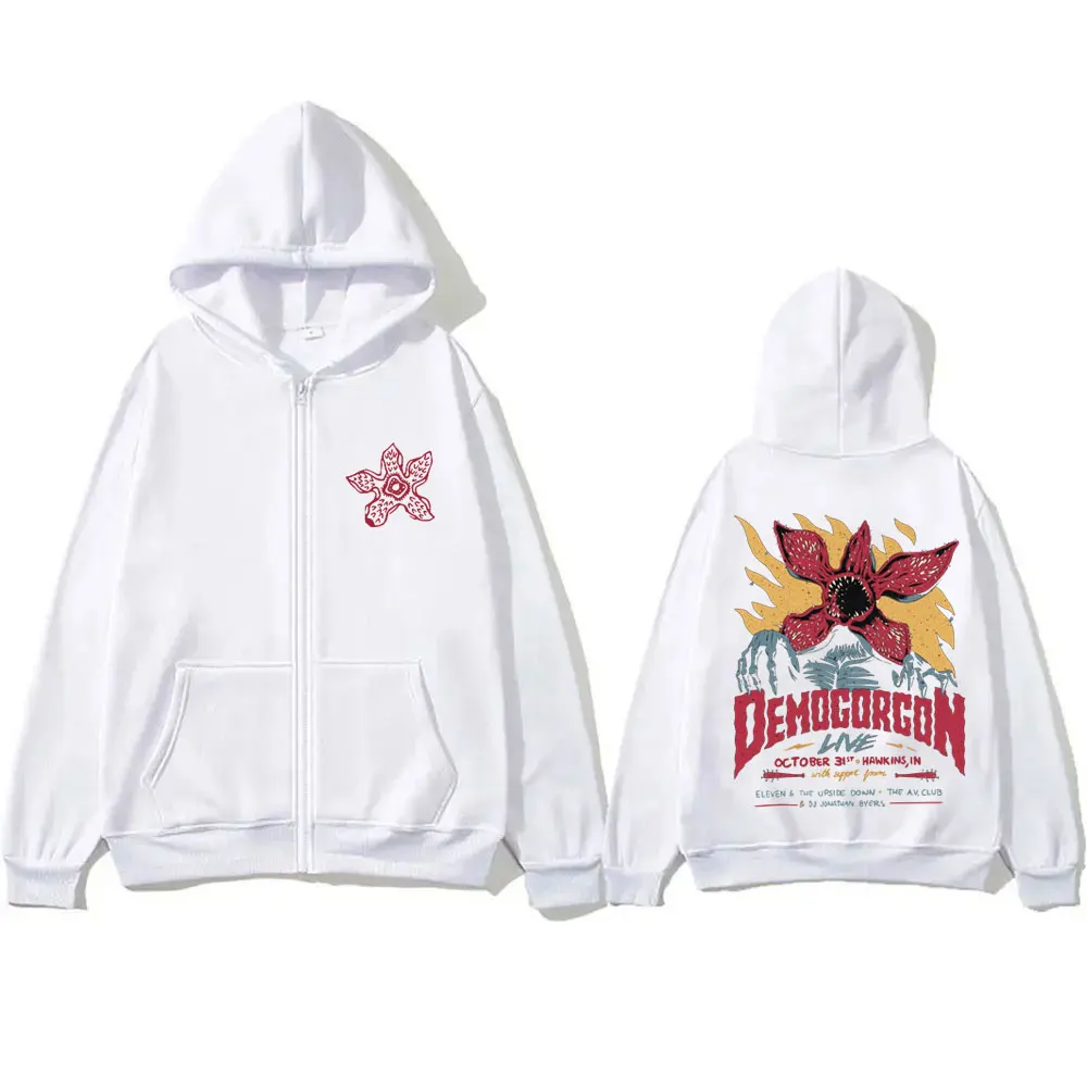 

The Demogorgon Cannibal Flower Monster Graphic Zipper Hoodie Eddie Munson Streetwear Men Women Casual Oversized Zip Up Jacket