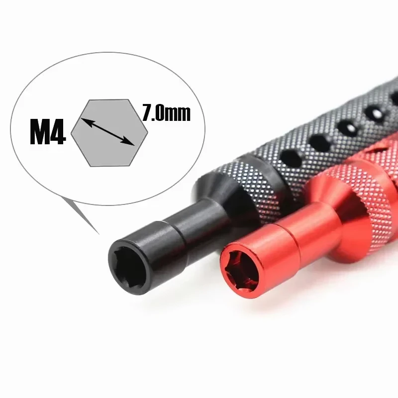 1Pc M4 Lock Wheel Nut Sleeve Wrench for 1/10 RC Crawler Truck Off-Road Tire (Red/Black)