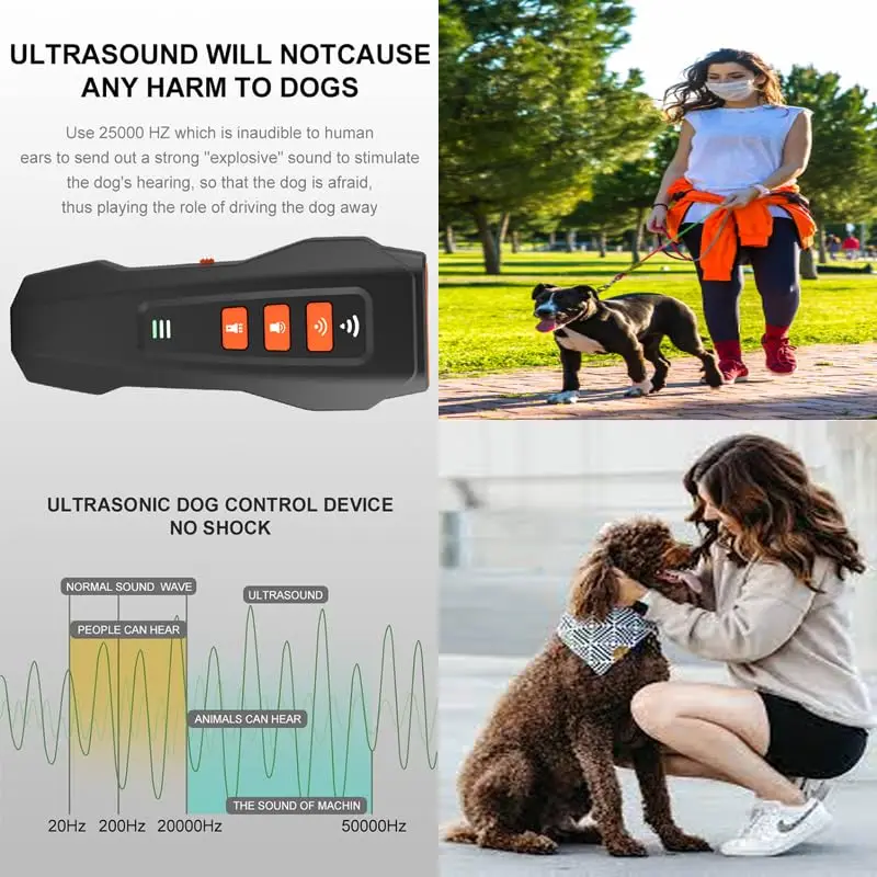 Dog Bark Device ,3-in-1 Rechargable Ultrasonic Training Tool for Unwanted Dog Behavior , Safe and Easy to Use Anti Bark Tool