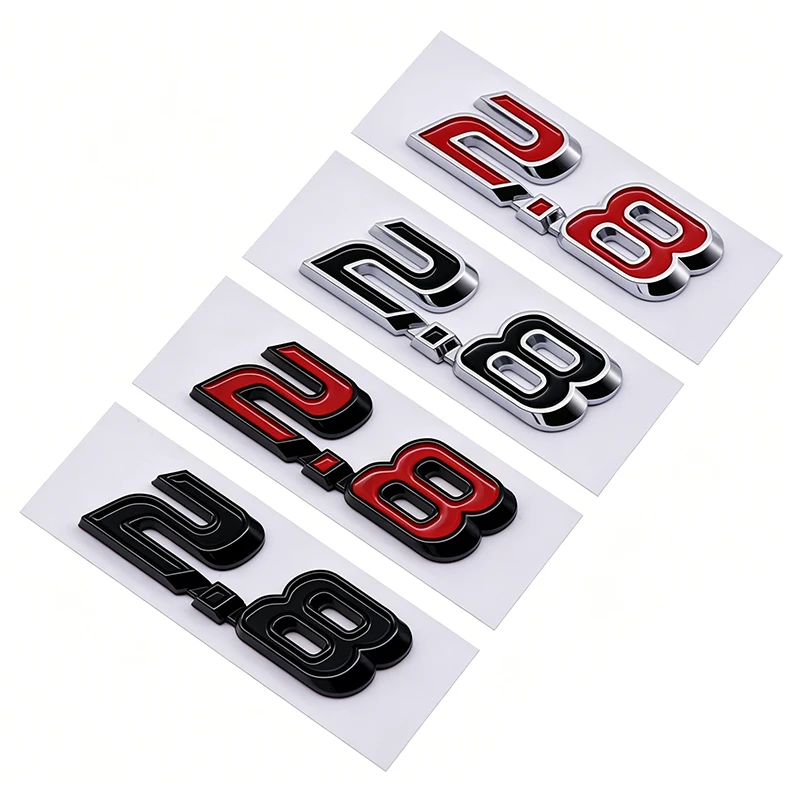 3D ABS 2.8 Displacement Badge Car Sticker 3D 2.8 Logo Car Rear Trunk Emblem Sticker Styling Car Accessories