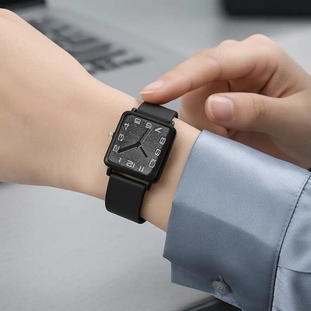 Women Watch Square Dial Quartz Watch for Women Lightweight Silicone Strap Casual Wristwatch Accurate Fashion Accessory Timepiece
