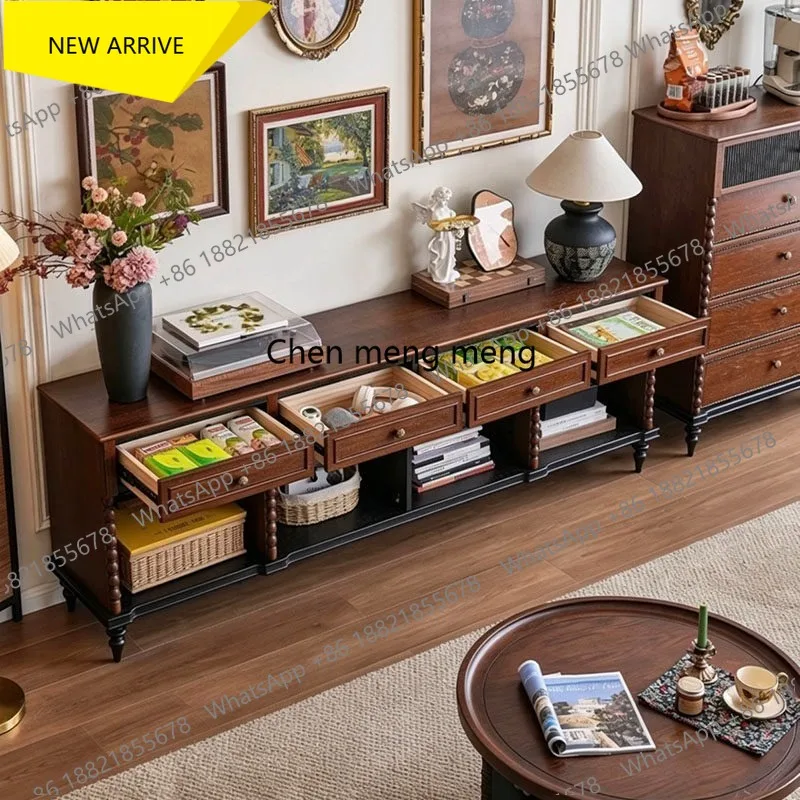 

M182 Living room TV cabinet Solid wood French high retro TV cabinet Storage locker