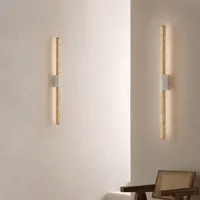 Long Strip Natural Stone Wall Lamp modern Bedroom Living Room Decoration Corridor Wall Sconce Yellow Travertine Lighting Fixture