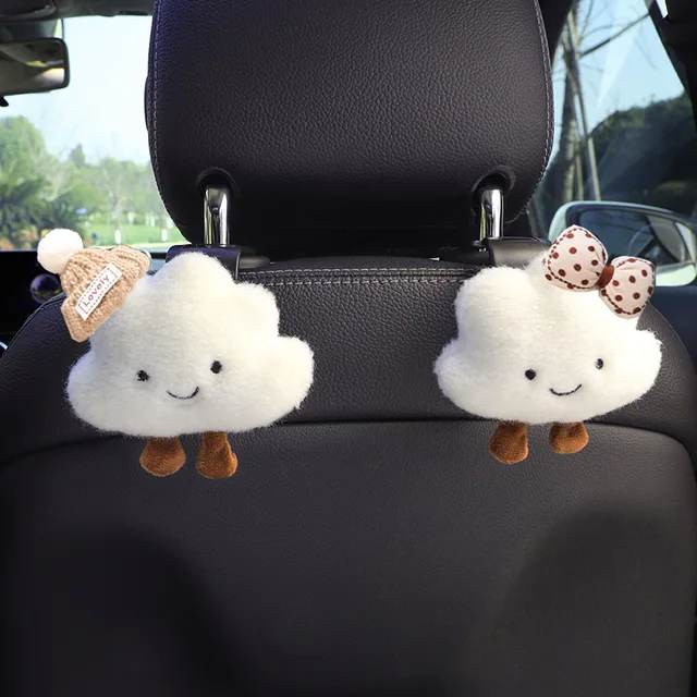 1PCS Cute Cartoon Bow Cloud Car Seat Back Hooks Storage Vehicle Headrest Organizer Hanger for Groceries Bag Handbag Decoration