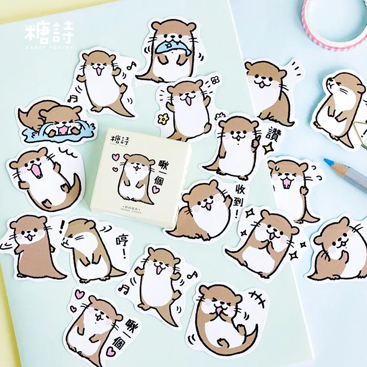 45Pcs/Box Moe Otter Japanese Handbook Album Decorative Stickers Sealing Stickers Kawaii Stickers