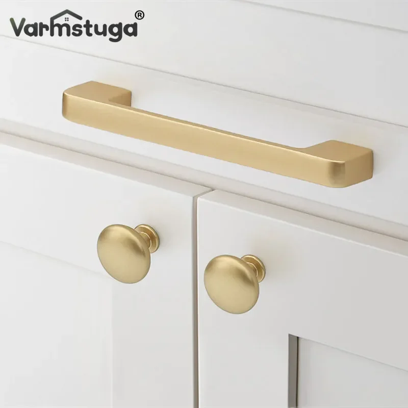 VARMSTUGA Gold Cabinet Handles Aluminum Alloy Wardrobe Drawer Knobs Furniture Gold Cabinet Pulls Kitchen Handle Hardware