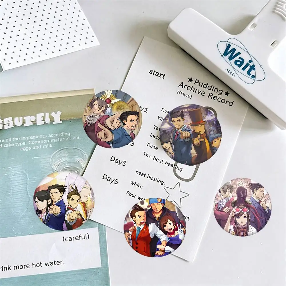 Anime Phoenix Wright Ace Attorney Round Badges Can Be Used To Decorate Clothes And Backpack Pins