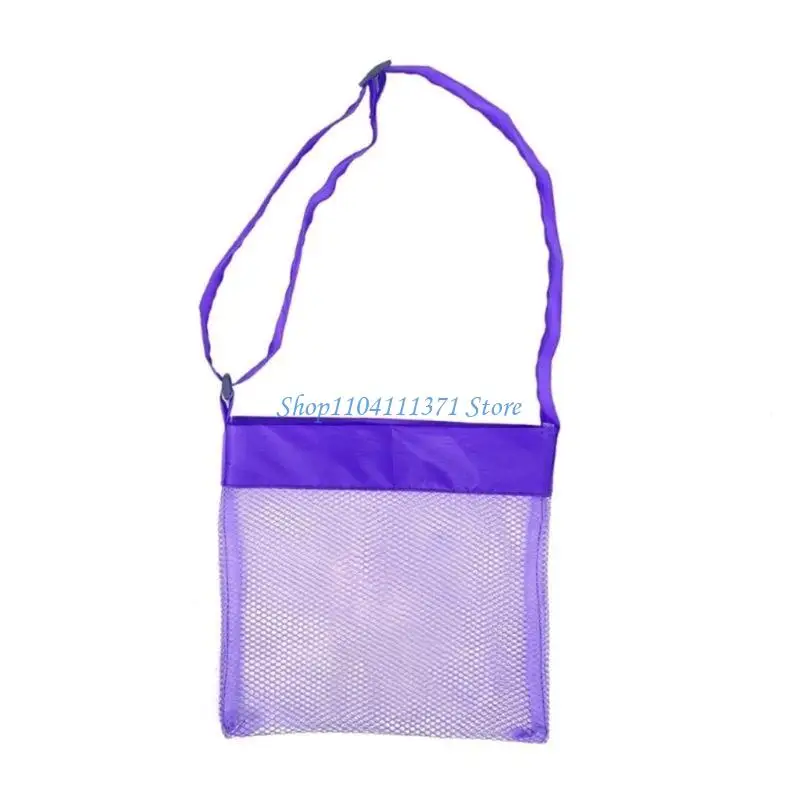 P9FC Breathable Waterproofs Nylon Mesh Beach Bag Adjustable Shoulder Strap Water Toy Holder Portable Sea Shell Collecting Bag