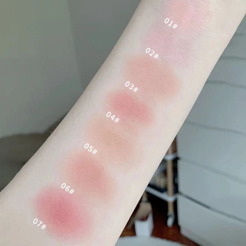 1pc blush paleta de maquiagem bonito 7 cores pó mineral azul rosa rouge longa duração natural bochecha matiz à prova dwaterproof água blush cosméticos