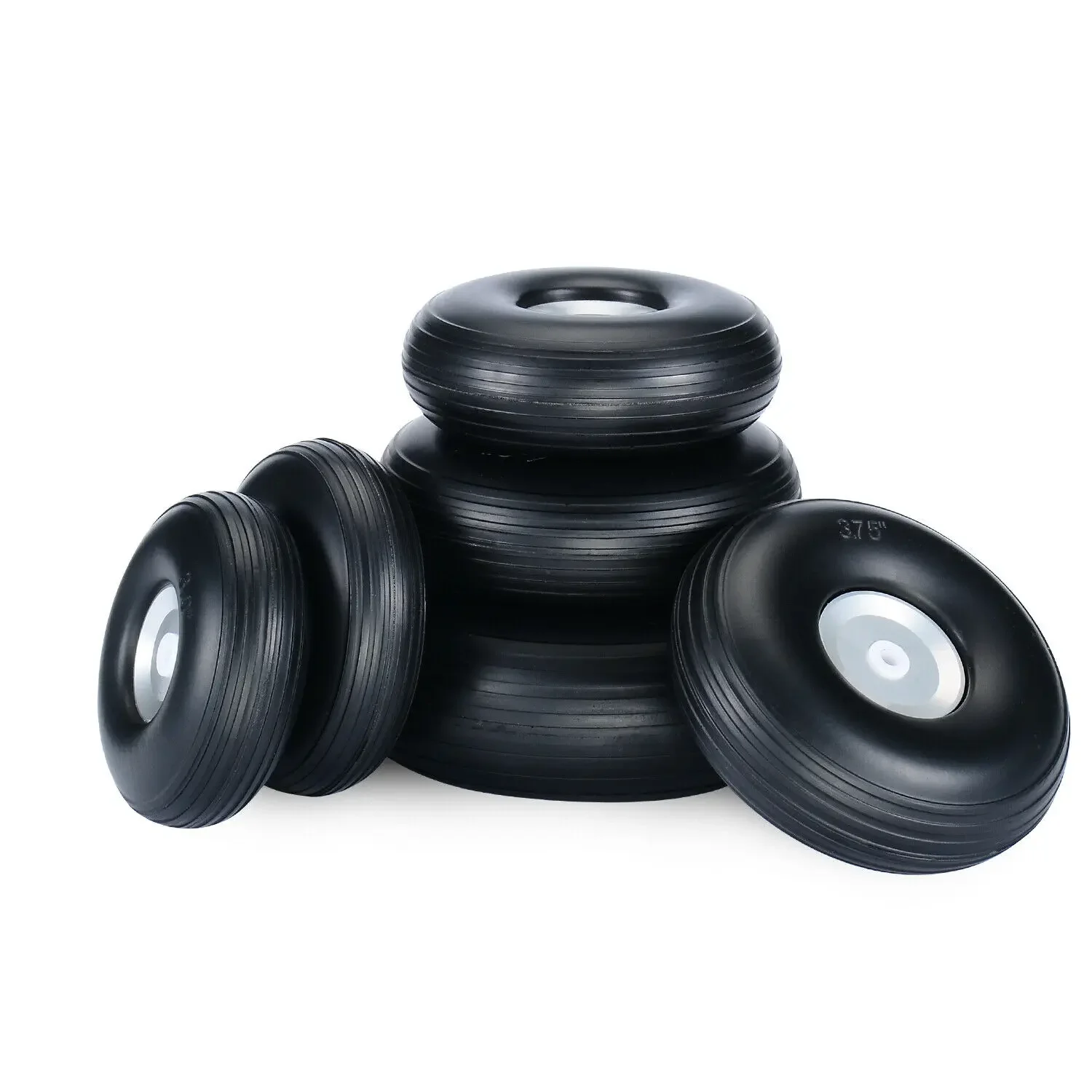 1Pair PU Wheel With Aluminum Hub 1/2/3/4/5/6 Inch Rubber Tire For RC Fixed Wing Airplane Landing Gear Spare Parts