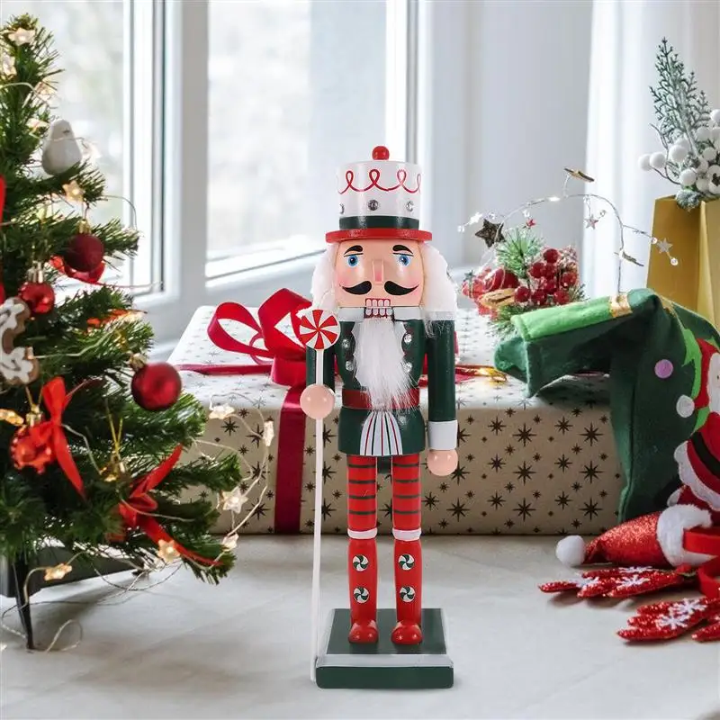 Christmas Nutcracker Figure Soldier Wooden Vintage Puppet Creative Handicrafts Gift Christmas Decorations Home Ornament