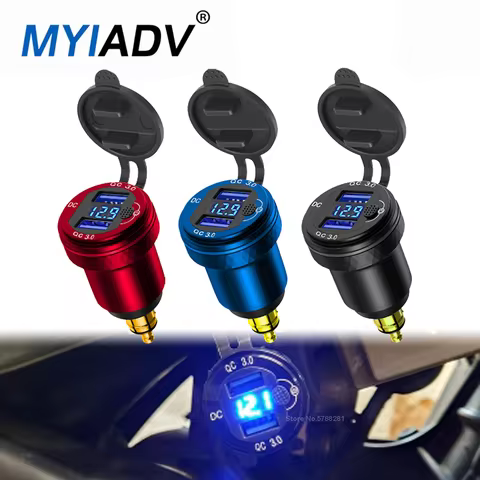 Motorcycle Charger Power Adapter with Switch For BMW R1300GS R1200GS R1250GS F850GS F800GS QC 3.0 USB PD Type-C DIN Hella Plug