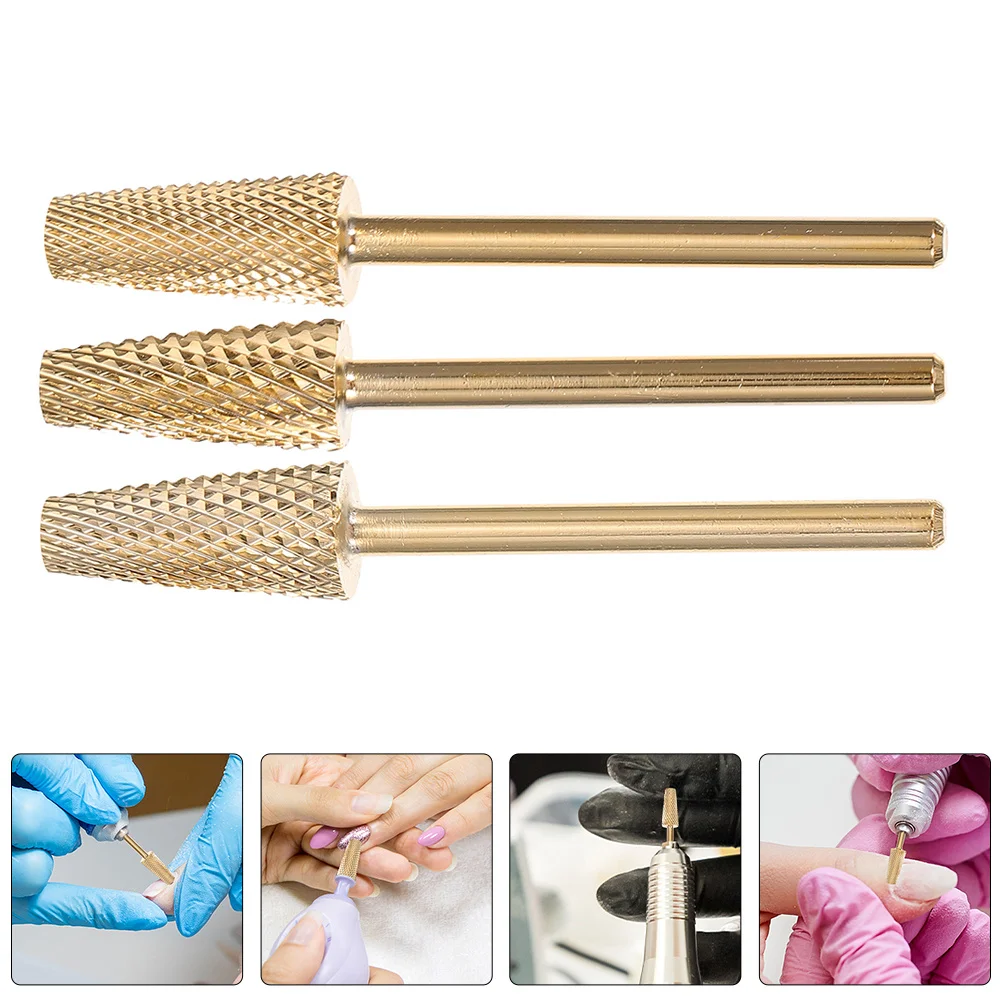 

3 шт., сверла для ногтей, конусная форма, полировальные шлифовальные головки для ногтей, набор маникюрных сверл, салонные биты для ногтей для личного использования