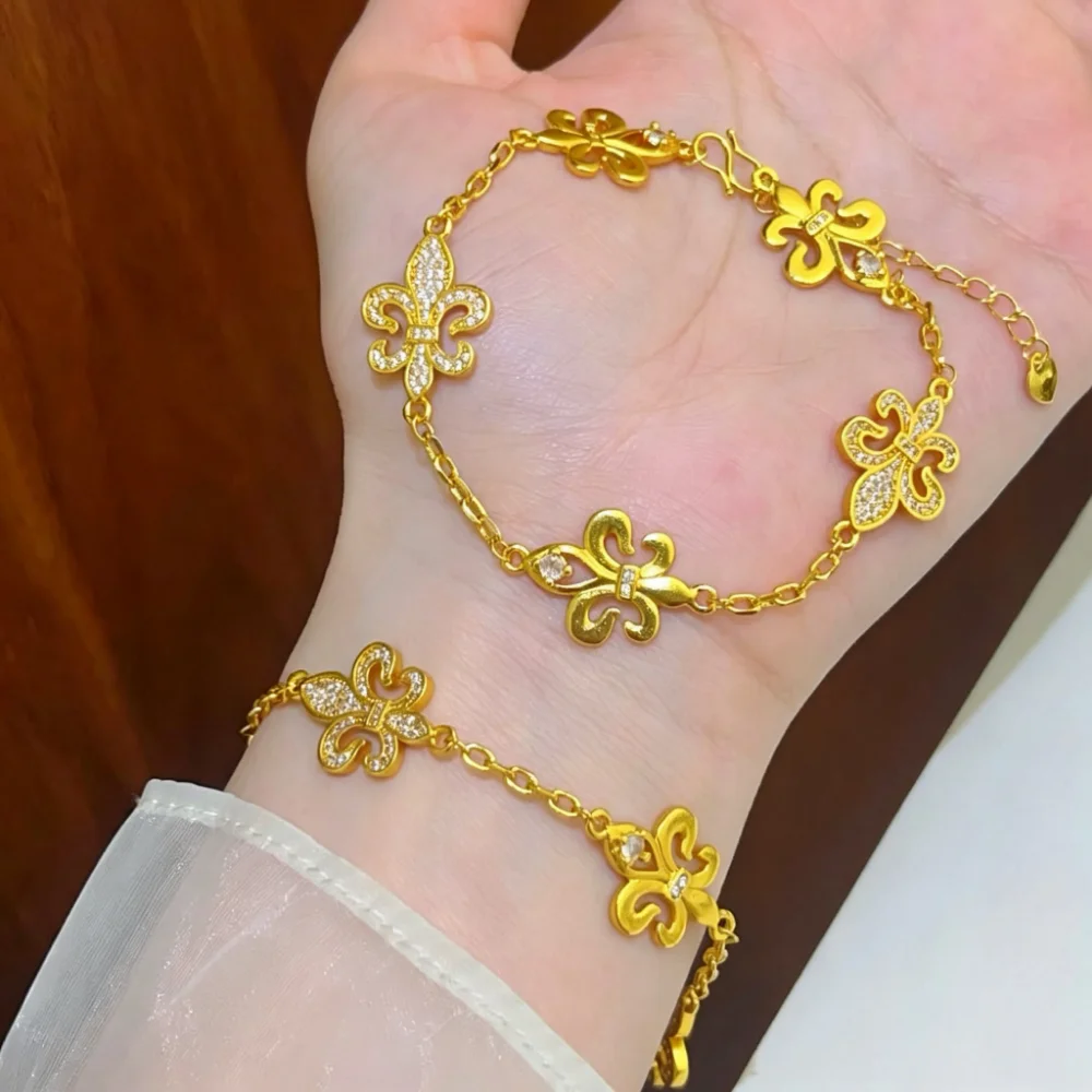

Luxurious 9999 diamond-encrusted iris bracelet, niche, light luxury, high-end feel, five-flower jewelry, elegant and versatile