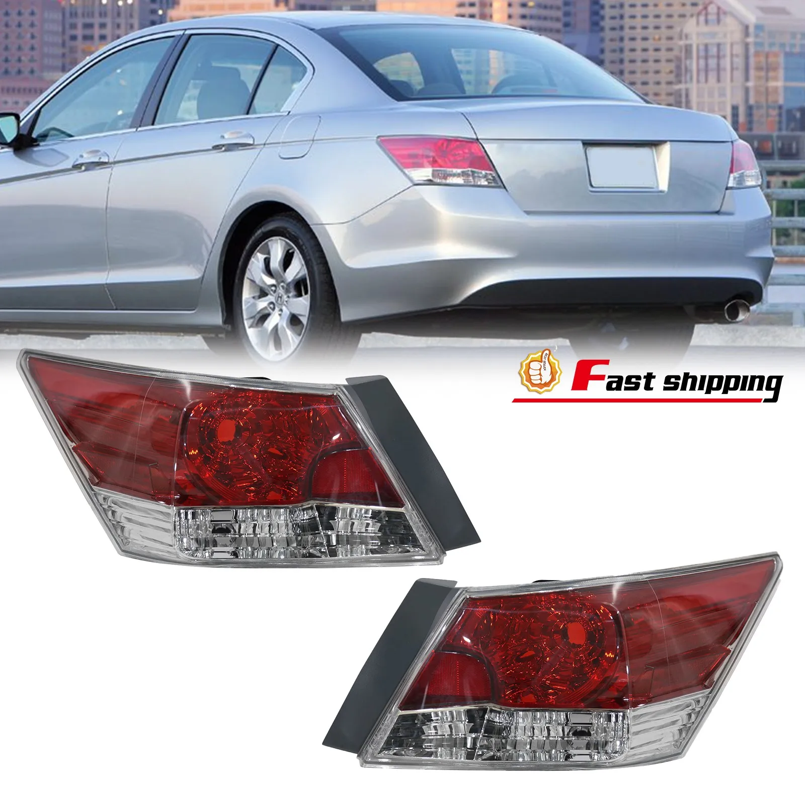 

Pair Outer Tail Lights Lamps For 2008-2012 Honda Accord Sedan Left+Right Sides