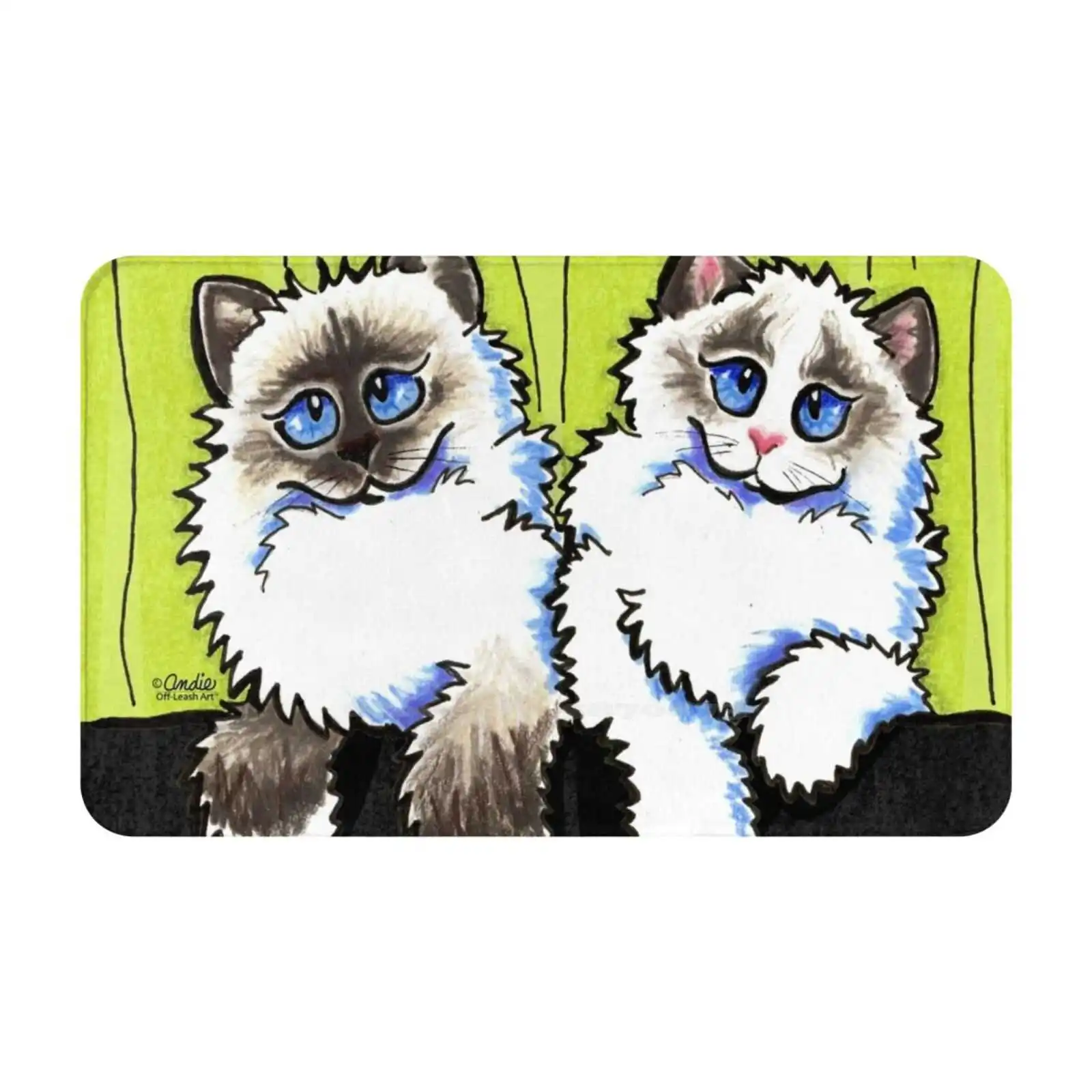 Pair Of Dolls | Ragdoll Cats Soft Cushion Car Home Carpet Door Mat Seal Mitted Ragamuffin Off Leash Art Seal Point Cute Cats