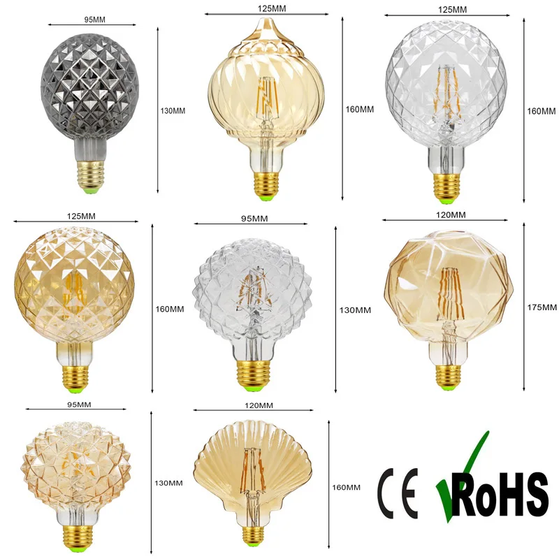 

E27 LED Filament Bulb G95 G125 T45 Spiral Light 4W 2300K 220V Retro Vintage Lamps Decorative Edison Lamp Widely Decorative Lamp