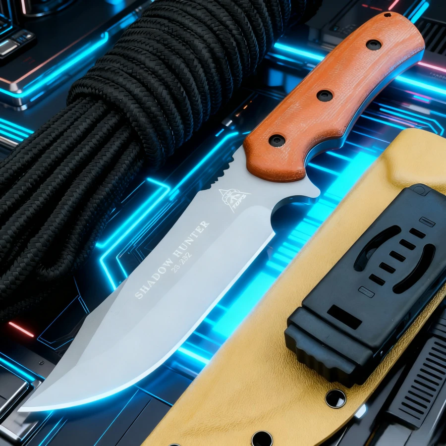 TO.PS-cuchillo de montaña con hoja 8Cr13Mov, mango de Micarta, multifuncional, para senderismo y exploración al aire libre, práctico cuchillo de corte