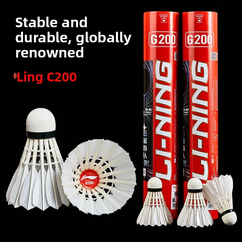 g200-badminton-shuttlecocks-goose-feathers-durable-stable-for-competition-and-training-set-of-12-high-quality