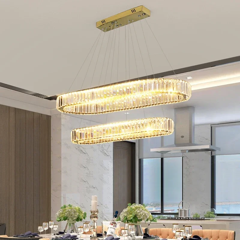 lustre de cristal led lustroso moderno sala de jantar iluminacao luxo home interior luz dourada 01