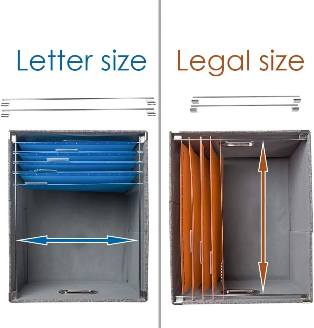 مجموعة صناديق تنظيم الملفات القابلة للطي مكونة من قطعتين - مجلدات تخزين من الكتان للمكتب والمنزل والحروف/المستندات ذات الحجم القانوني باللون الأرجواني